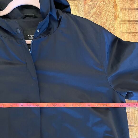 Sanyo Zip Up Rain Jacket Men's Small Black Hooded Mid Length Pockets PA234 - Picture 13 of 16